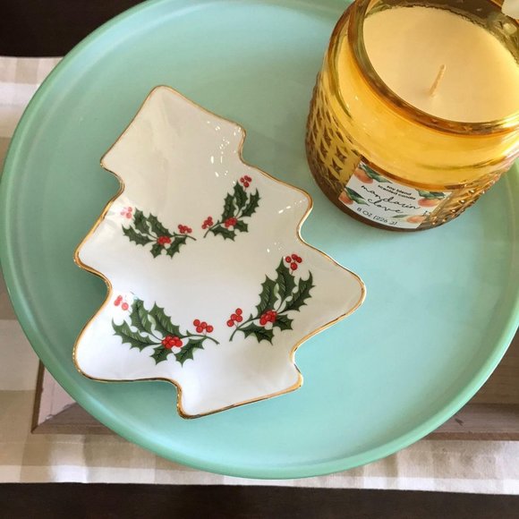 Vintage Other - Vintage Fine Porcelain Christmas Holly Tree Candy